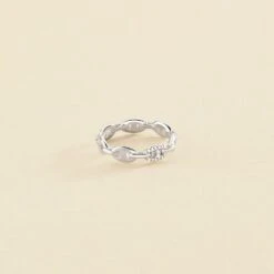 Bague Fine ETREINTE - Cristal / Argenté