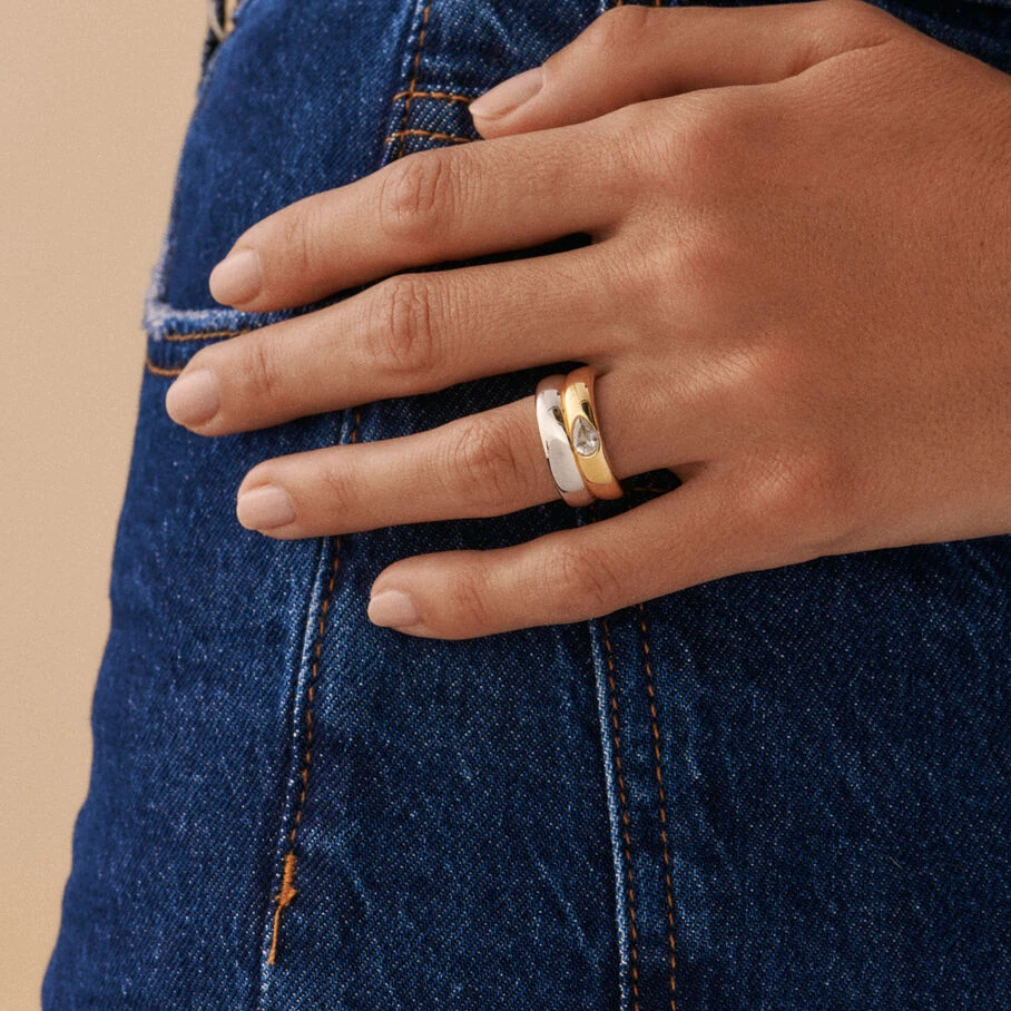 Bague Large DUA - Argenté / Doré 4 Bague Large DUA - Argenté / Doré – Image 2