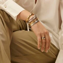 Bague Large DUA - Argenté / Doré 7 Bague Large DUA - Argenté / Doré -opulence Soldes Boutique 02220505 879 52 M2