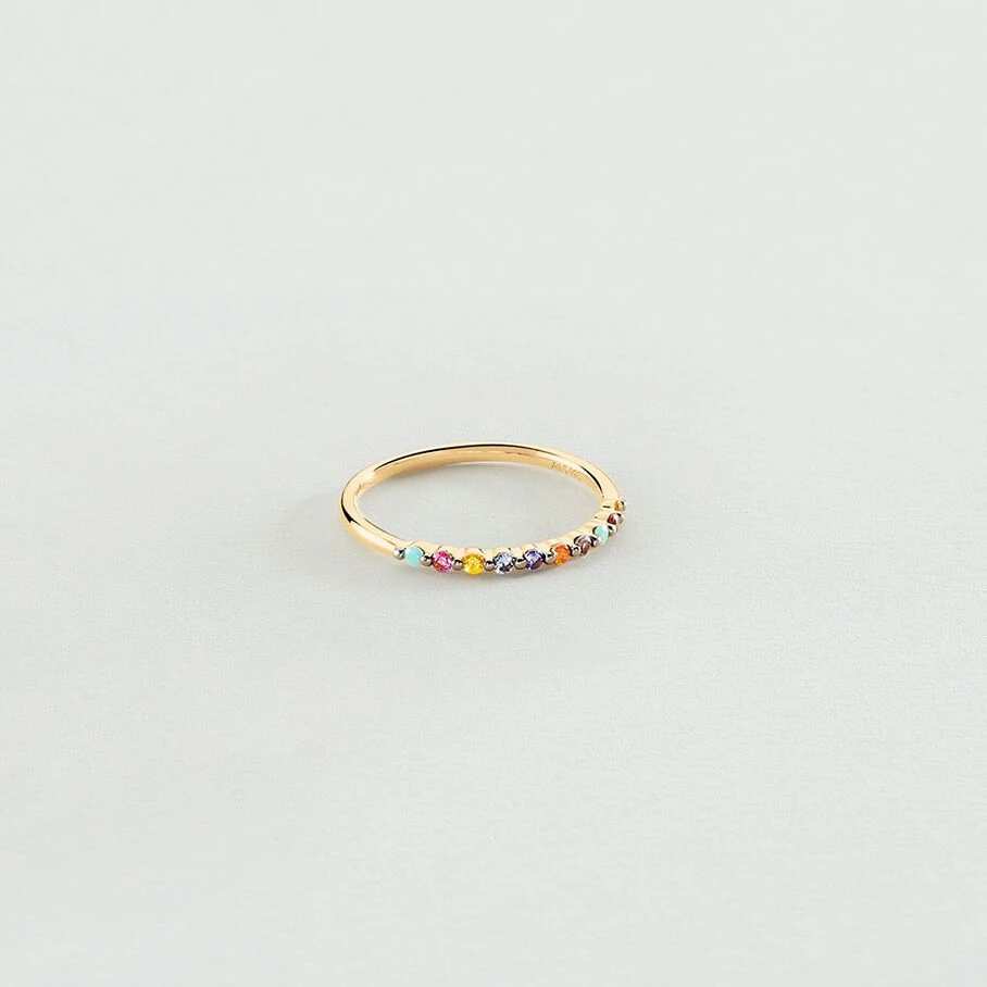 Bague Fine BELOVED - Multicolore / Doré 3 Bague Fine BELOVED - Multicolore / Doré