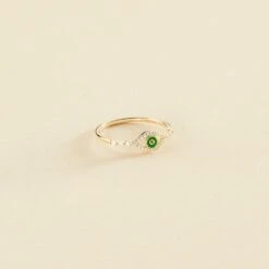 Bague Fine LUCKY EYE - Vert / Doré