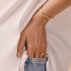 Bague Fine LUCKY EYE - Vert / Doré 7 Bague Fine LUCKY EYE - Vert / Doré -opulence Soldes Boutique 02290027 658 58 M2