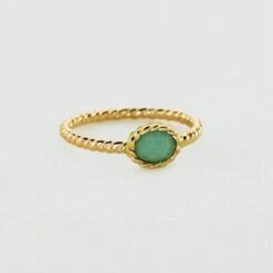 Bague Fine ATMA - Amazonite/ Jaune