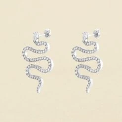 Boucles D'oreilles Pendantes SNAKY - Cristal / Argenté