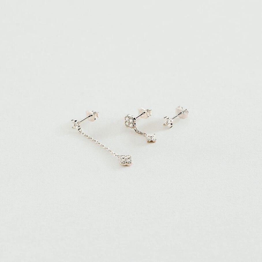 Piercing Puce MIX& MATCH - Cristal / Argenté 3 Piercing Puce MIX& MATCH - Cristal / Argenté