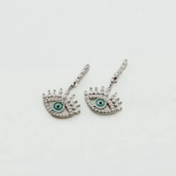 Boucles D'oreilles Pendantes LUCKY EYE - Turquoise / Argenté