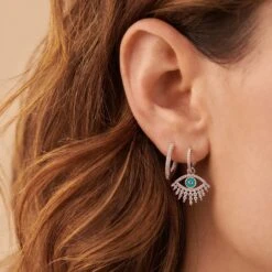 Créoles LUCKY EYE - Turquoise / Argenté -opulence Soldes Boutique 02321271 650 TU M1