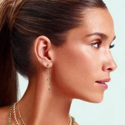 Boucles D'oreilles Pendantes NEITH - Vert / Doré -opulence Soldes Boutique 02380430 658 TU M2