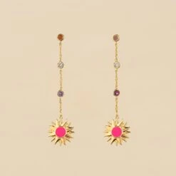 Boucles D'oreilles Pendantes RODEO - Multicolore / Doré