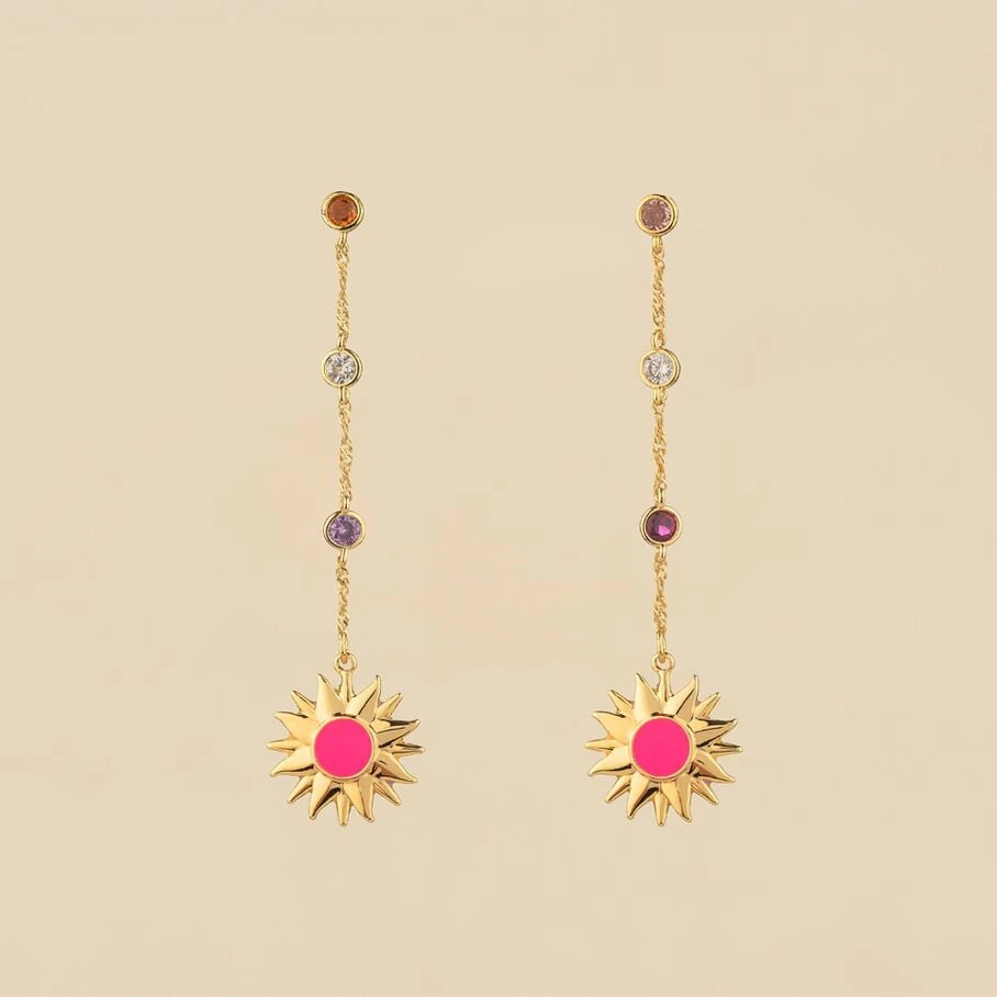 Boucles D'oreilles Pendantes RODEO - Multicolore / Doré 3 Boucles D'oreilles Pendantes RODEO - Multicolore / Doré