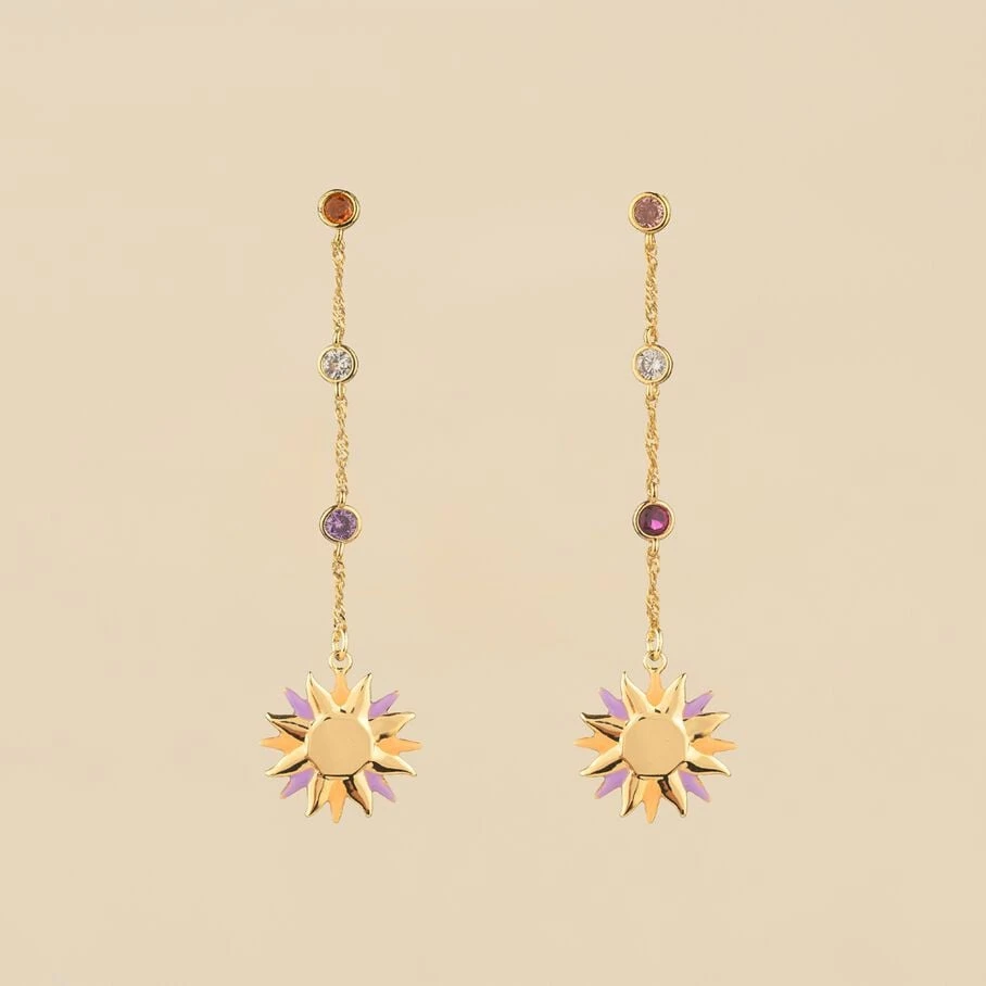 Boucles D'oreilles Pendantes RODEO - Multicolore / Doré 4 Boucles D'oreilles Pendantes RODEO - Multicolore / Doré – Image 2