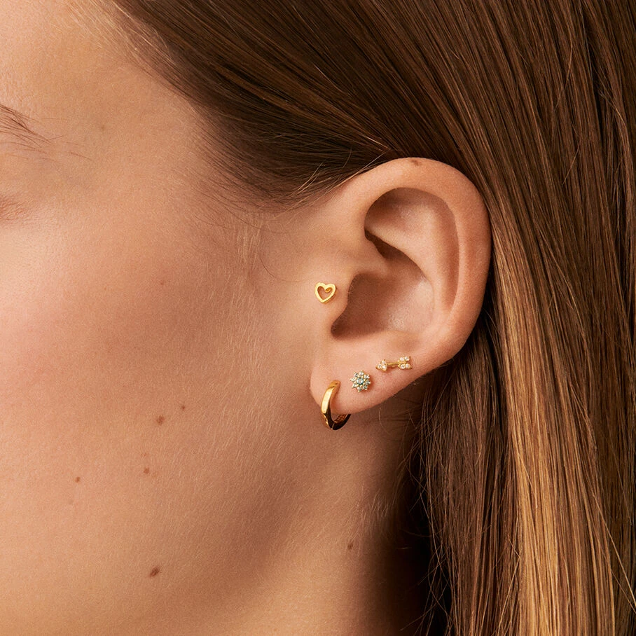 Piercing Puce FLEURIE - Turquoise / Doré 4 Piercing Puce FLEURIE - Turquoise / Doré – Image 2