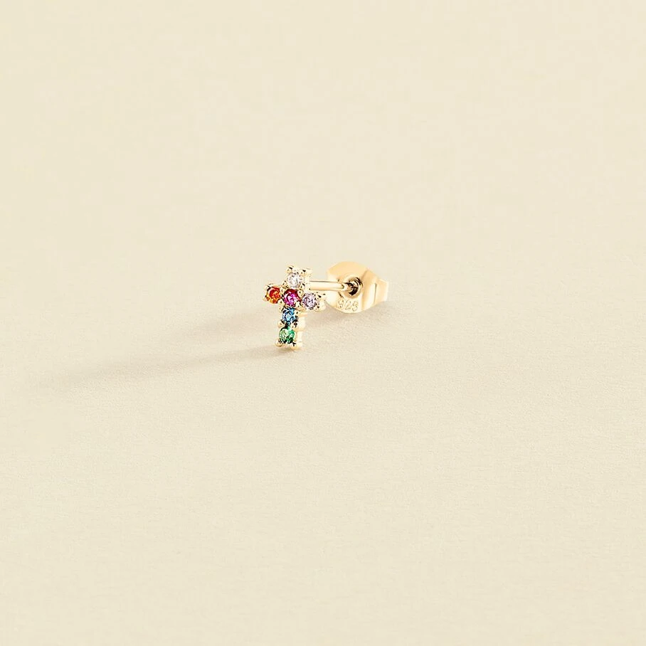 Piercing Puce CROSS - Multicolore / Doré 3 Piercing Puce CROSS - Multicolore / Doré