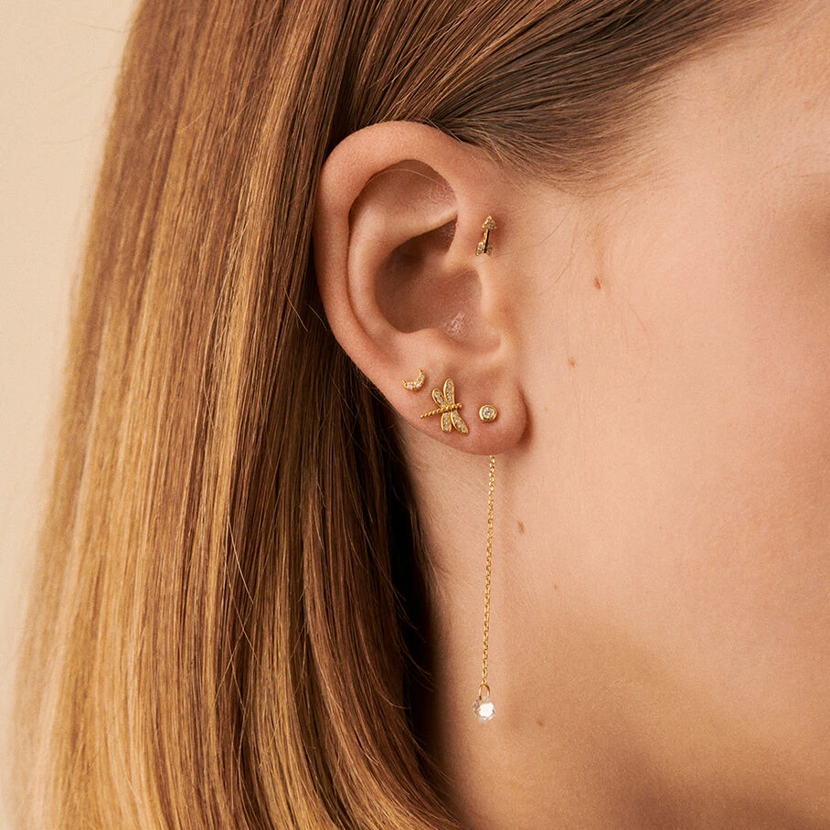 Piercing Puce LUNITA - Cristal / Doré 4 Piercing Puce LUNITA - Cristal / Doré – Image 2