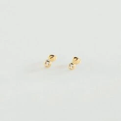 Boucles D'oreilles Puces BRILLANT - Cristal / Doré