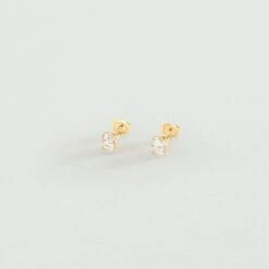 Boucles D'oreilles Puces SOL - Cristal / Doré