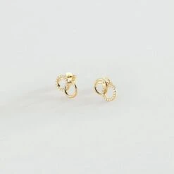 Boucles D'oreilles Puces RONDOU - Cristal / Doré