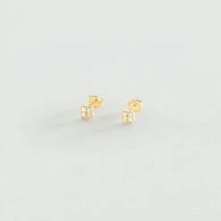 Boucles D'oreilles Puces BELOVED - Cristal / Doré