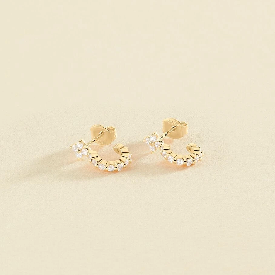 Créoles BELOVED - Cristal / Doré 3 Créoles BELOVED - Cristal / Doré