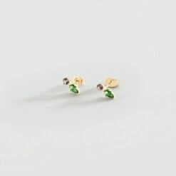 Boucles D'oreilles Puces ASTRE - Vert / Doré
