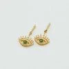 Boucles D'oreilles Pendantes LUCKY EYE - Vert / Doré