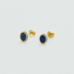 Boucles D'oreilles Puces ATMA - Lapis/ Bleu
