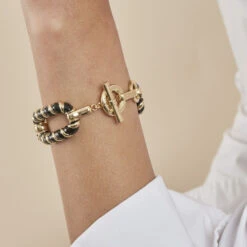 Bracelet Souple SESHA - Noir / Doré -opulence Soldes Boutique 02451152 270 TU M1