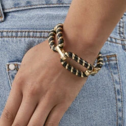 Bracelet Souple SESHA - Noir / Doré -opulence Soldes Boutique 02451152 270 TU M2