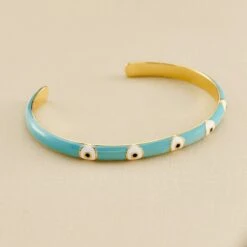 Jonc CYCLADES - Turquoise / Doré