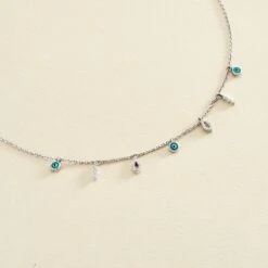 Collier Ras Du Cou LUCKY EYE - Turquoise / Argenté