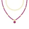 Collier Mi-long BAIA - Fuchsia / Doré -opulence Soldes Boutique 02651354 188 TU 01