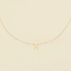 Collier Ras Du Cou LETTRE K - Cristal / Doré