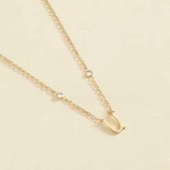 Collier Ras Du Cou LETTRE U - Cristal / Doré