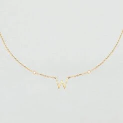 Collier Ras Du Cou LETTRE W - Cristal / Doré