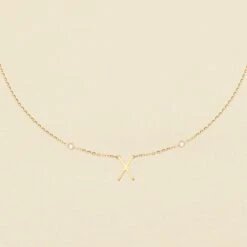 Collier Mi-long LETTRE X - Cristal / Doré