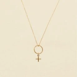 Collier Mi-long FEMME - Cristal / Doré