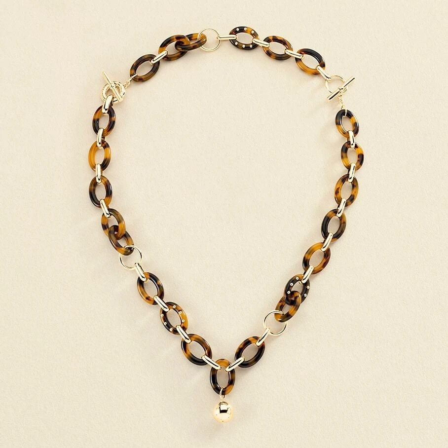 Collier Mi-long BOUCLE - Ecaille / Doré 3 Collier Mi-long BOUCLE - Ecaille / Doré