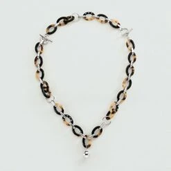 Collier Mi-long BOUCLE - Ecaille / Noir