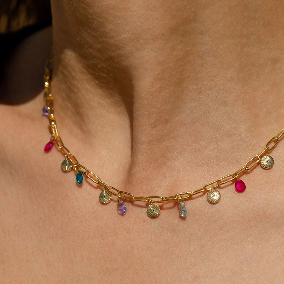 Collier Ras Du Cou CYCLADES - Multicolore / Doré 4 Collier Ras Du Cou CYCLADES - Multicolore / Doré – Image 2