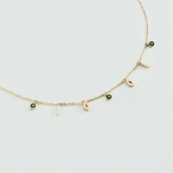 Collier Ras Du Cou LUCKY EYE - Vert / Doré