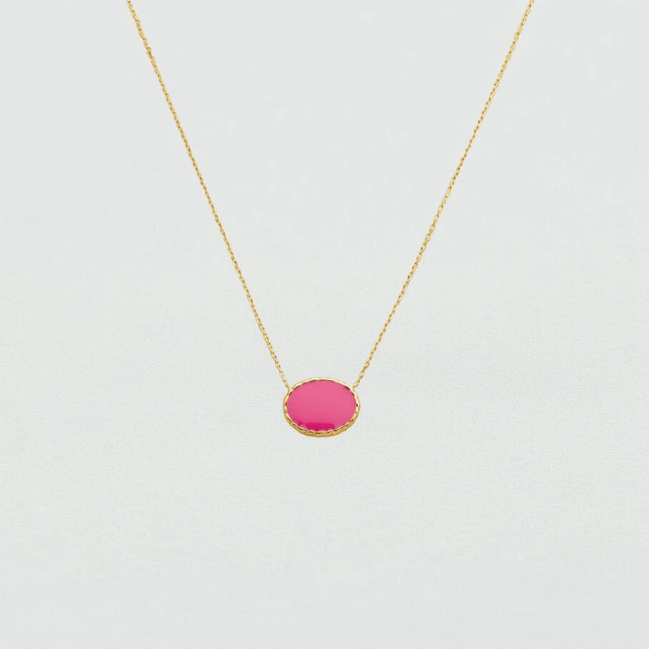 Collier Mi-long ATMA - Nacre /rose 3 Collier Mi-long ATMA - Nacre /rose